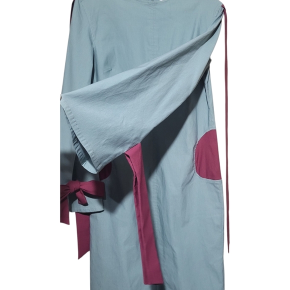 TOMMAZO Womens Artsy Boho Designer Dress L - Bell Sleeve- Shift Mid - Raspberry - Picture 2 of 8